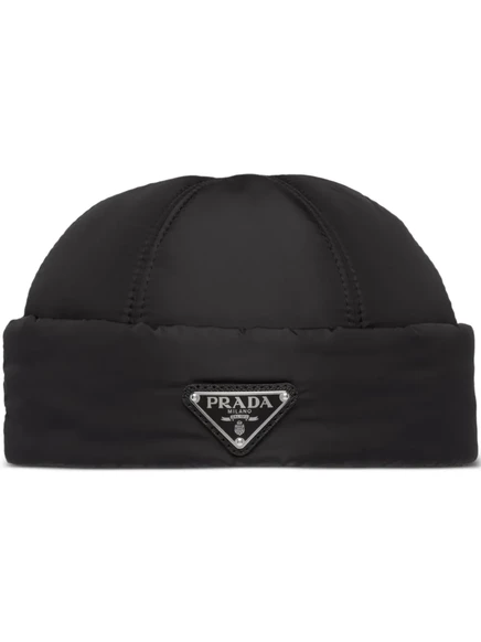 Мужская шапка-бини Prada Re-Nylon стеганая, черная