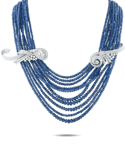Колье LB Exclusive 18K с сапфирами и бриллиантами, синее