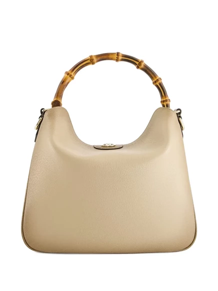 Женская сумка Gucci Diana, кожаная, бамбуковая ручка, съемный ремень, бежевая