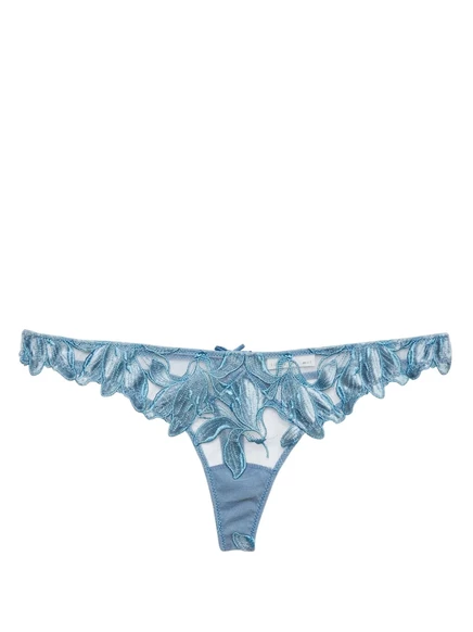Женские стринги Fleur du Mal Velvet Lily бархатные, синие