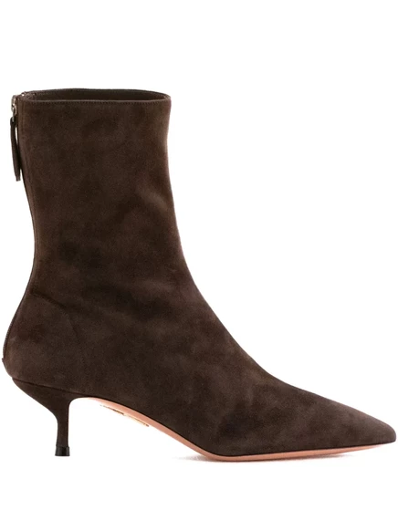 Замшевые ботильоны Aquazzura с острым носком brown