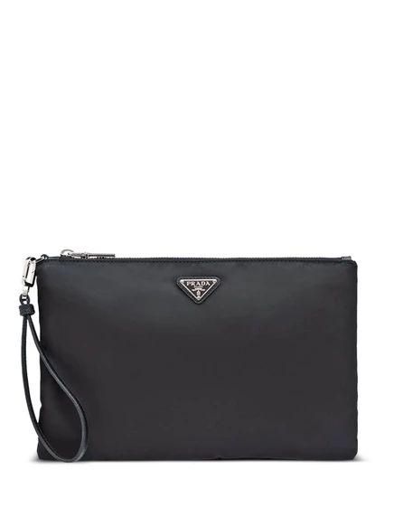 Мужской клатч Prada Re-Nylon с треугольником, черный