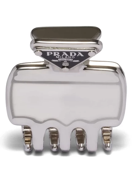 Заколка для волос с треугольным логотипом Prada silver