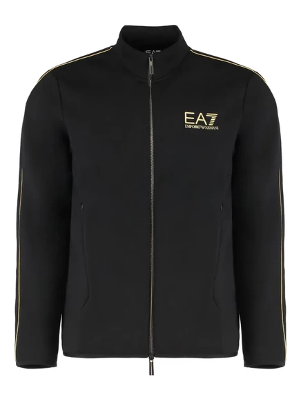 Мужской свитшот EA7 Emporio Armani на молнии с логотипом, черный