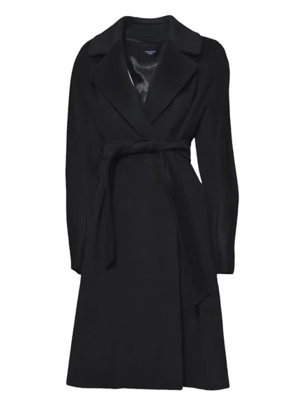 Женское пальто Weekend Max Mara на запах с поясом, черное