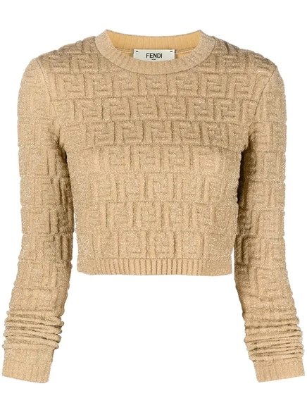 Женский джемпер Fendi FF с люрексом, золотистый