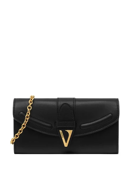 Женский клатч Versace V-logo на цепочке, черный