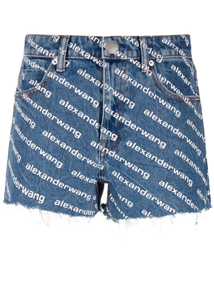 Джинсовые шорты с логотипом Alexander Wang blue