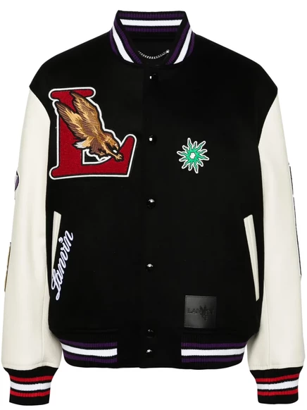 Мужская куртка Lanvin в стиле varsity с патчем, черная