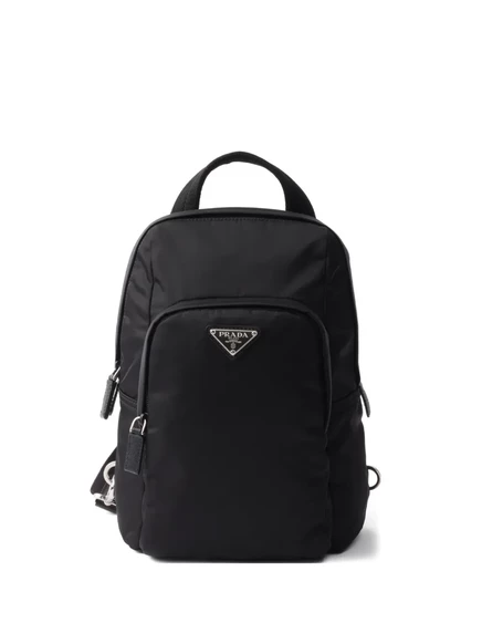 Мужской рюкзак Prada с треугольным логотипом, черный