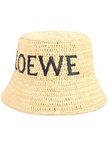 Женская панама Loewe плетеная, бежево-черная