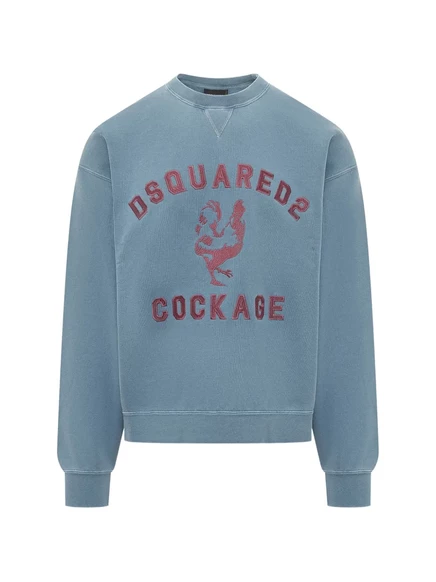 Мужской свитшот DSquared2 с круглым вырезом, синий