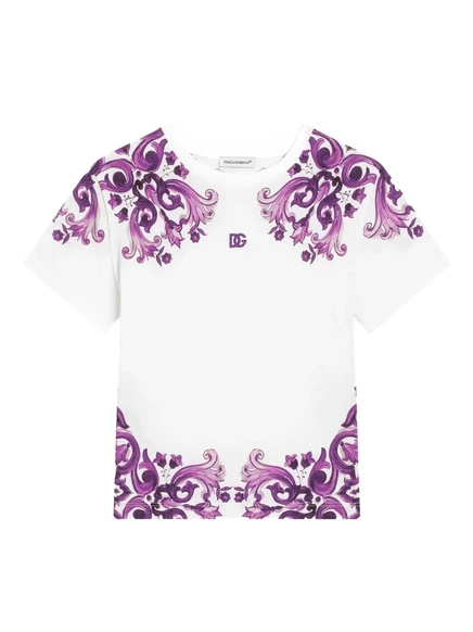 Детская футболка Dolce & Gabbana Kids Majolica, белая