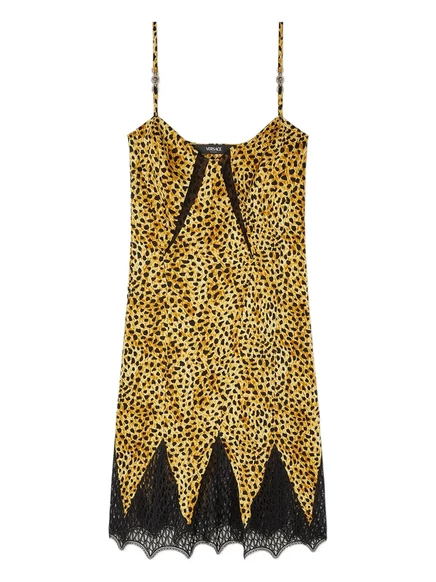 Женское платье-комбинация Versace Cheetah, желтое