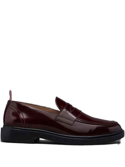 Мужские лоферы Thom Browne penny из кожи, бордовые