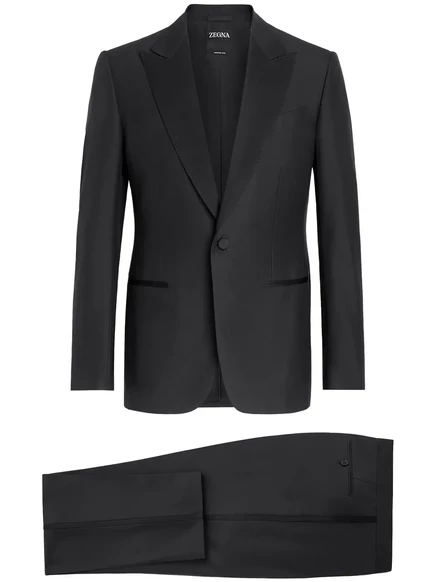 Однобортный костюм из шерсти и шелка Zegna Trofeo 600 black