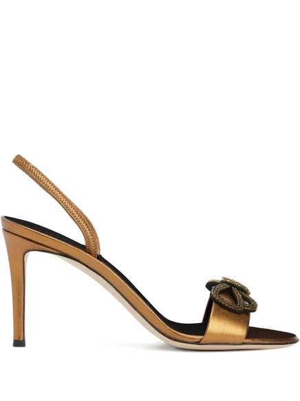 Босоножки на плоской подошве Giuseppe Zanotti Zari, украшенные бантом bronze