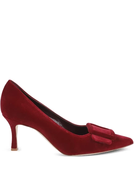 Туфли-лодочки на каблуке Manolo Blahnik с пряжкой 50 мм red