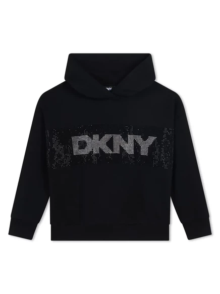 Детская худи Dkny Kids с логотипом, черная