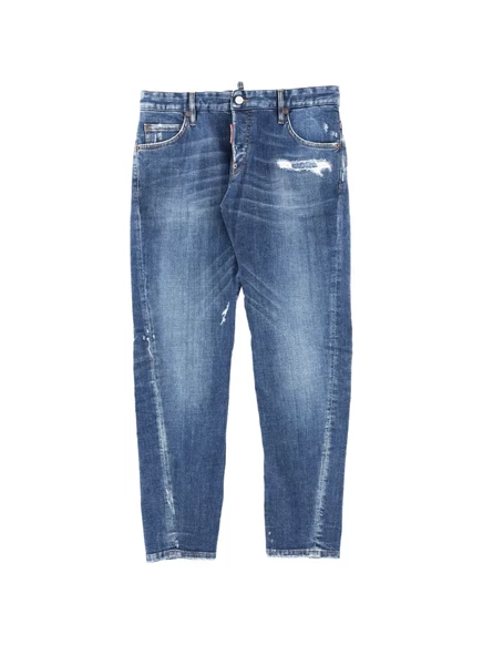 Мужские зауженные джинсы DSquared2, с потертостями, синие