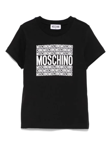 Детская футболка Moschino Kids с логотипом, черная