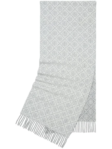 Шарф с монограммой Tory Burch T grey
