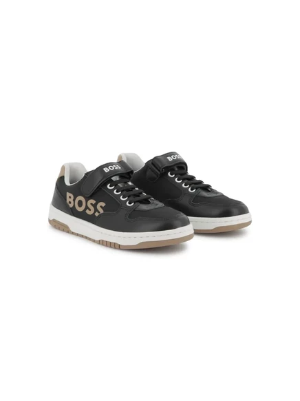 Кроссовки для мальчиков Boss Kidswear с логотипом, черные