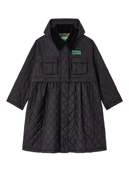 Женское стеганое пальто Ganni x Barbour, черное