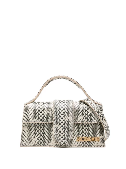 Сумка-тоут Jacquemus Le Bambino со змеиным принтом neutrals