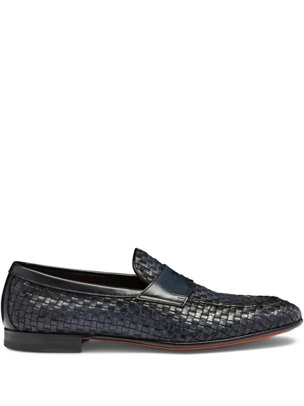Мужские кожаные лоферы Santoni, темно-синие