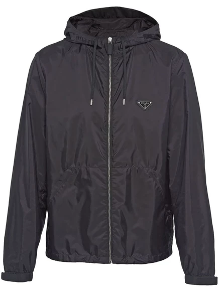Куртка с капюшоном из нейлона Prada Re-Nylon black