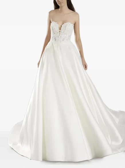 Женское свадебное платье PRONOVIAS PARTY EDIT без бретелей с кружевом, белое