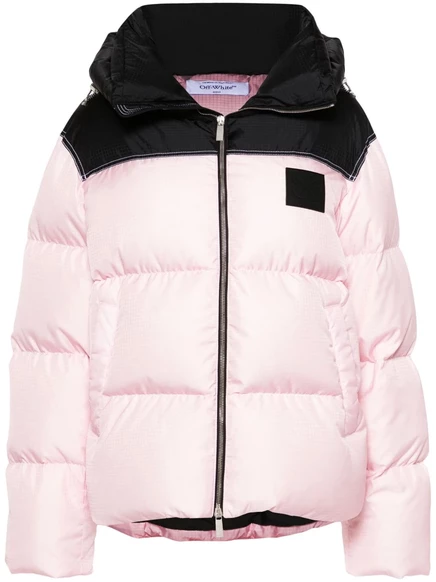 Женский пуховик Off-White с логотипом, розовый
