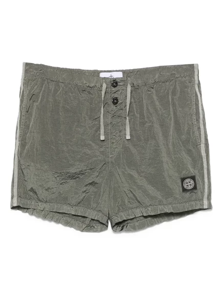 Мужские шорты Stone Island с нашивкой Compass, оливковые