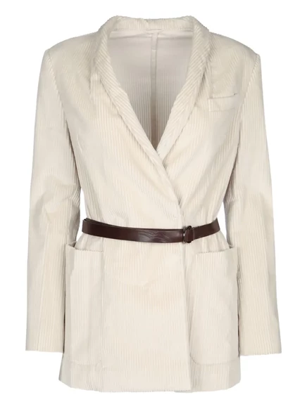 Вельветовый пиджак Brunello Cucinelli с поясом neutrals
