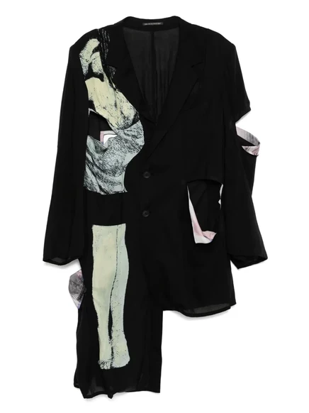 Мужской пиджак Yohji Yamamoto с графическим принтом, черный