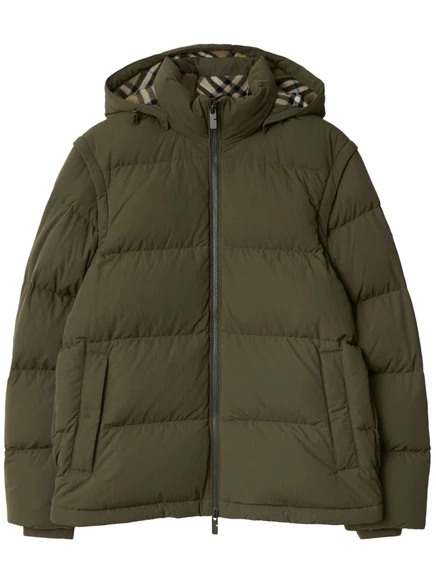 Мужской пуховик Burberry с отстегивающимися рукавами, оливковый