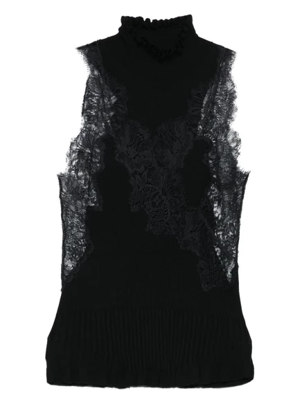 Топ с кружевной вставкой Ermanno Scervino black