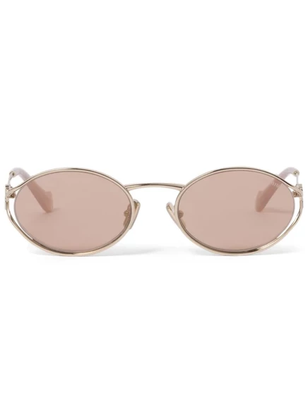 Солнцезащитные очки в овальной оправе с логотипом Miu Miu Eyewear gold