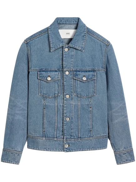 Куртка с логотипом AMI Paris и аппликацией blue