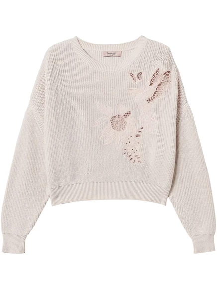 Женский джемпер Twinset с вышивкой, розовый