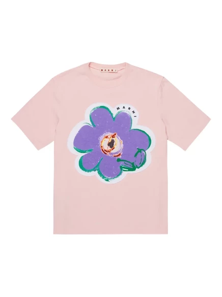 Футболка для мальчиков Marni Kids с вышивкой, розовая