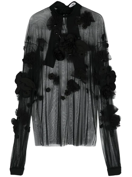 Блузка с длинным рукавом и цветочной вышивкой Viktor & Rolf black
