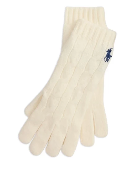 Женские вязаные перчатки Polo Ralph Lauren, кремовые