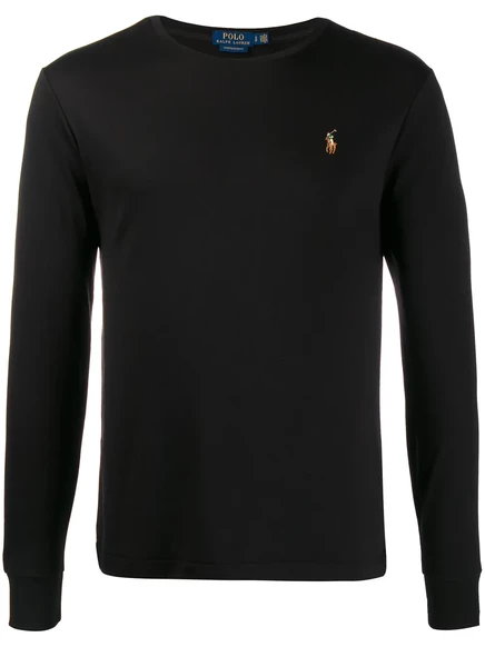 Мужская футболка Polo Ralph Lauren хлопковая с вышитым логотипом, черная