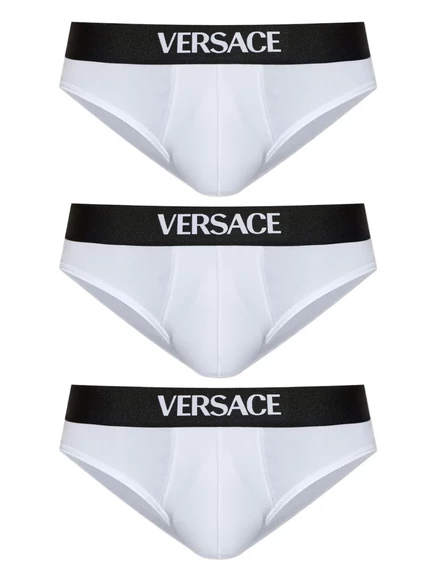 Мужские брифы Versace 3 шт. с логотипом, белые