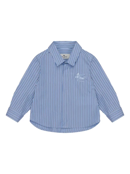 Детская рубашка Etro Kids хлопковая в полоску, голубая