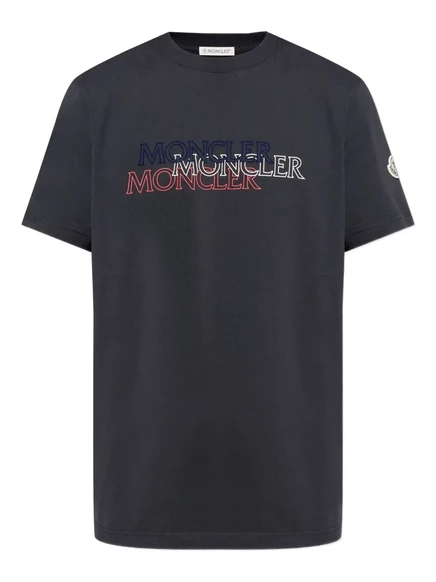 Хлопчатобумажная футболка с логотипом Moncler blue