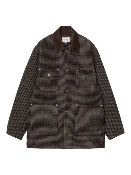 Однобортное пальто в клетку с вельветовым воротником Carhartt WIP brown