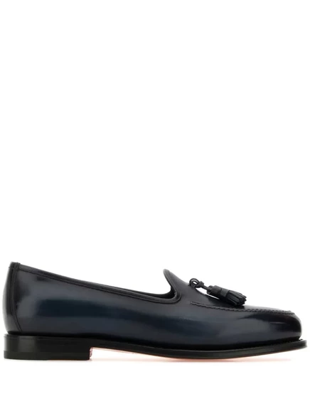 Мужские лоферы Santoni Andrew из кожи, темно-синие